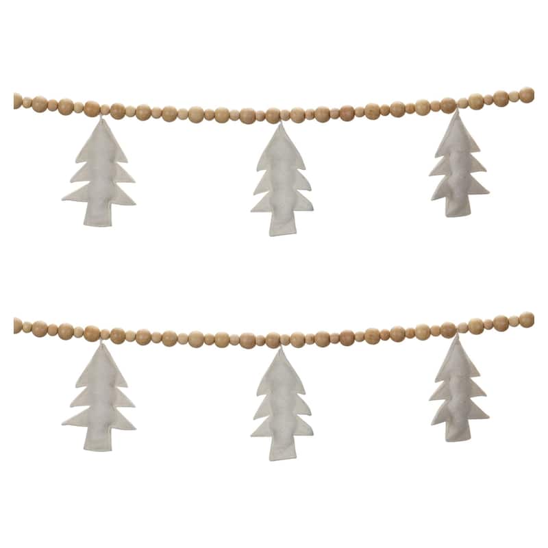 Wood Beaded Christmas Tree Garland - 6' x 5.5" - Unlit