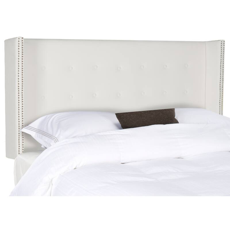 SAFAVIEH Rengin Taupe Upholstered Tufted Wingback Headboard (Twin)