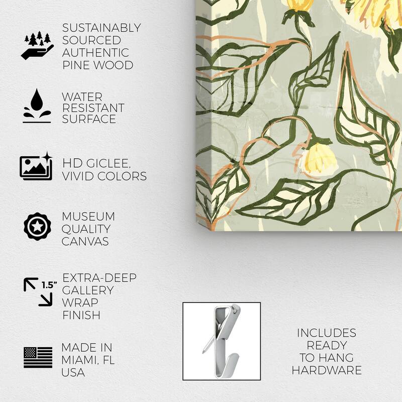 Wynwood Studio Canvas Floral and Botanical Sun Flower Reach Yellow and Light Yellow Modern & Contemporary Wall Art Canvas Print