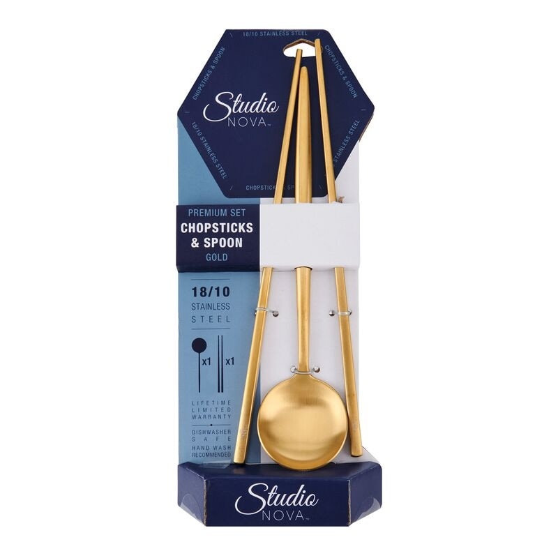 Studio Nova 18.10 Gold Spoonand Chopsticks