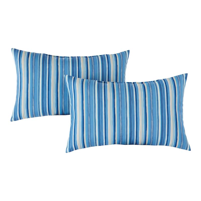 Greendale Coastal Stripe Outdoor Accent Pillow (Set of 2) - Sapphire Stripe