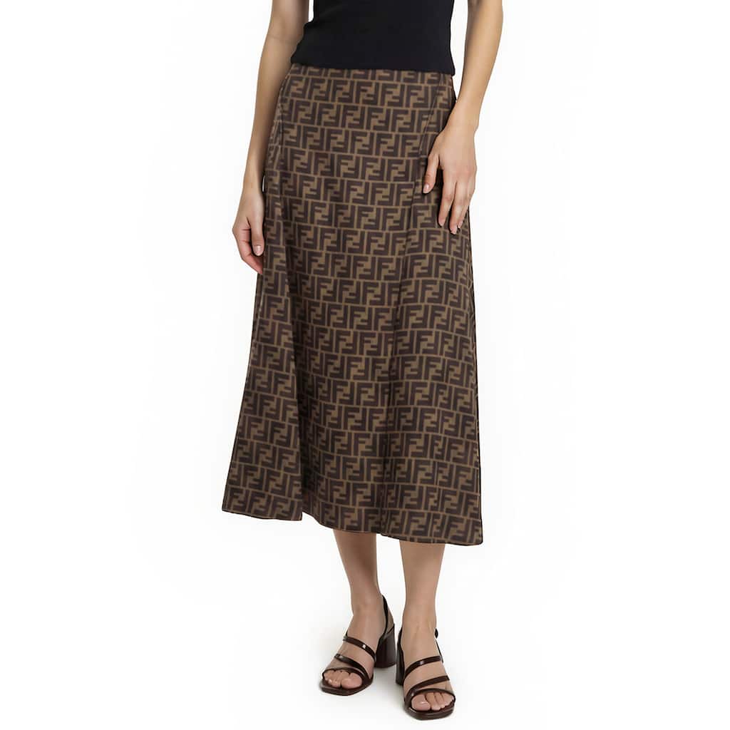 Fendi FF Silk Twill Skirt