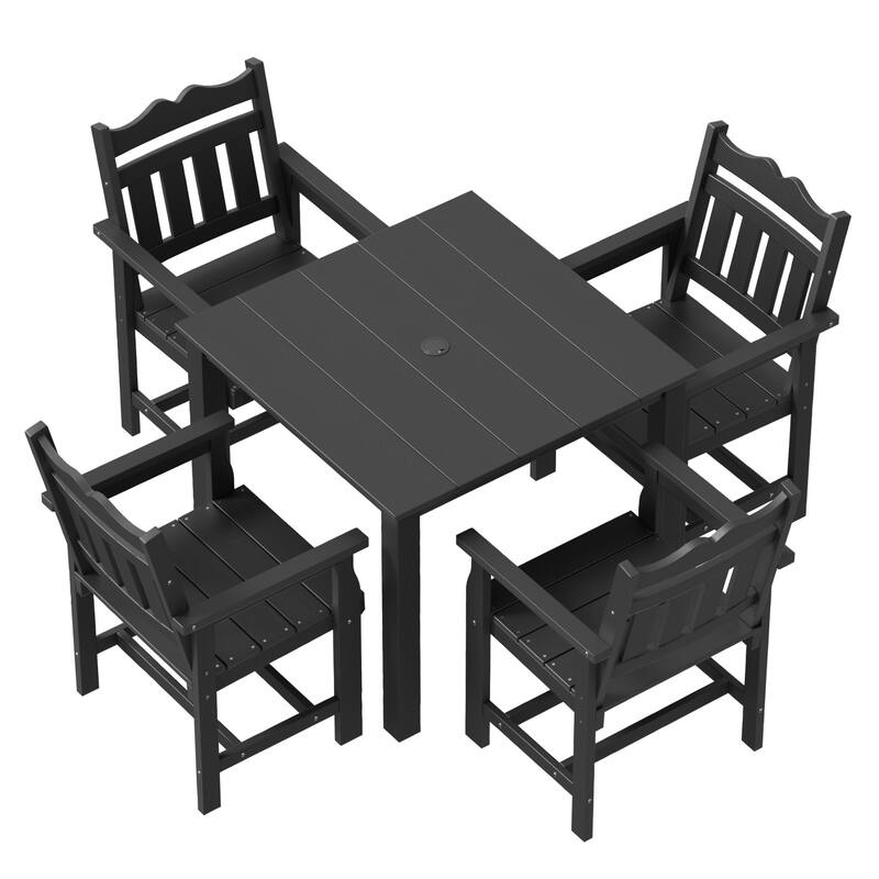 HIPS Outdoor Dining Set, Ergonomic Patio Chairs and Table(Set of 5)