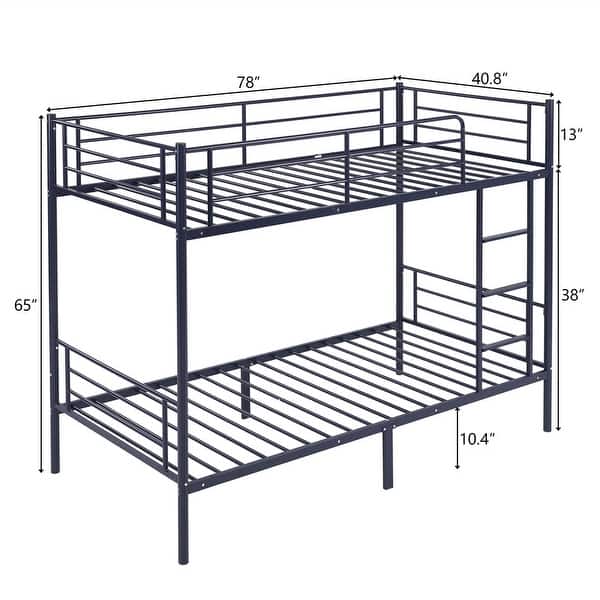 dimension image slide 0 of 3, Iron Bed Bunk Bed with Ladder for Kids Twin Size White