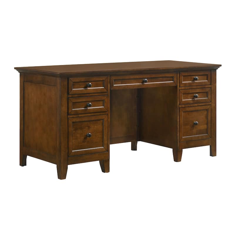 San Mateo Home Office 62" Wide Executive Desk with 7 Drawers - Brown