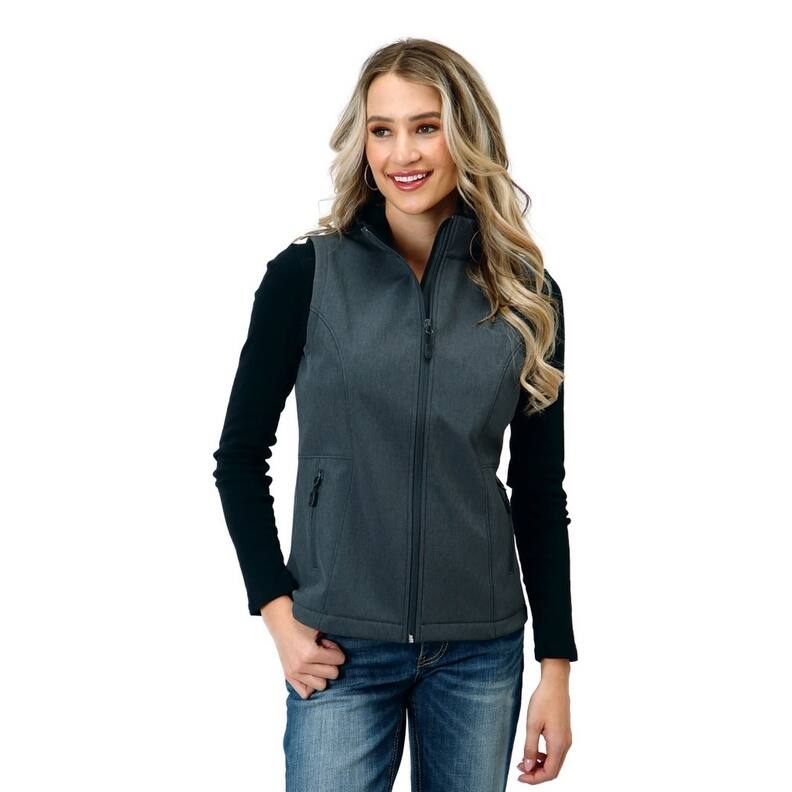 Roper Western Vest Womens Fleece Soft Shell Gray 03-098-0781-0616 GY
