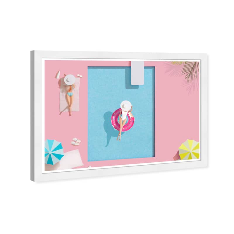 Wynwood Studio Prints Fashion and Glam Barbies at the Pool Pink and Pastel Pink Glam Wall Art Canvas Print