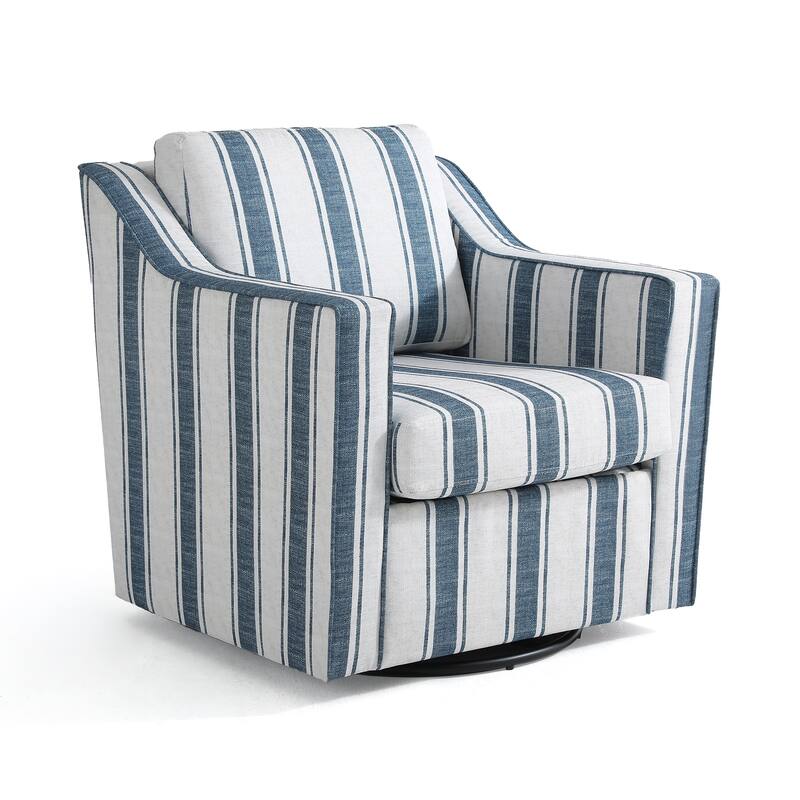 UIXE Chenille/Leather Swivel Barrel Chair Accent Chairs For Living Room