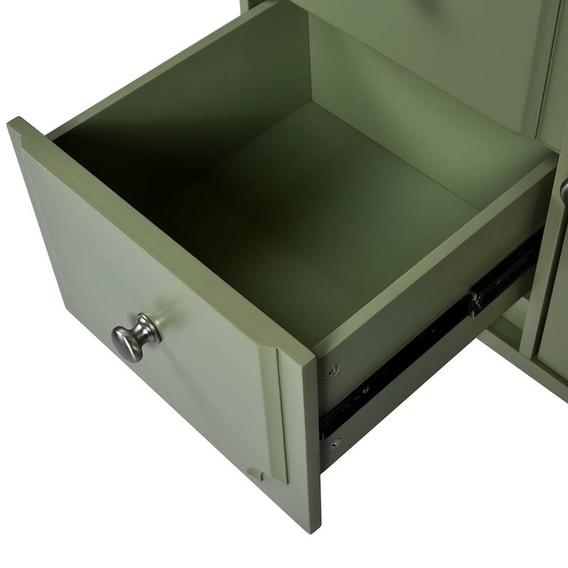 30 Inch Single Sink Freestanding Bathroom Vanity in Green with White Ceramic Top