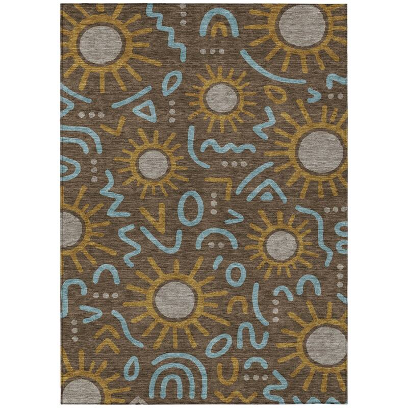 Machine Washable Indoor/ Outdoor Modern Sol Chantille Rug