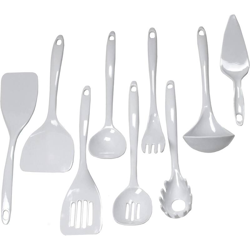 Chef Craft 9 Piece Basic Melamine Kitchen Utensil Tool Set - White