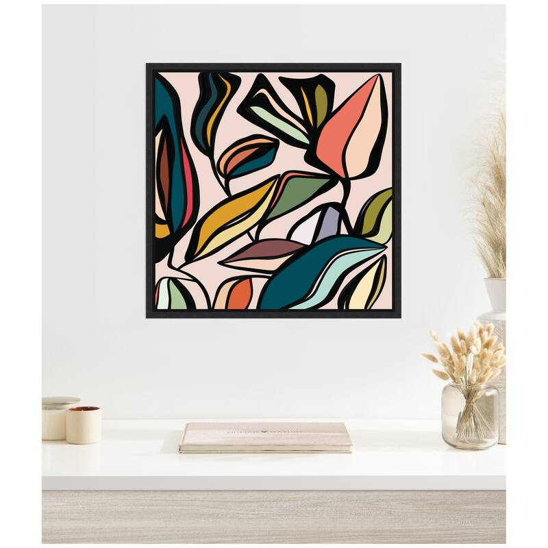 Kate and Laurel Fanciful Ficus SQ Expansion by Alicia Bock Framed Canvas Wall Art Print