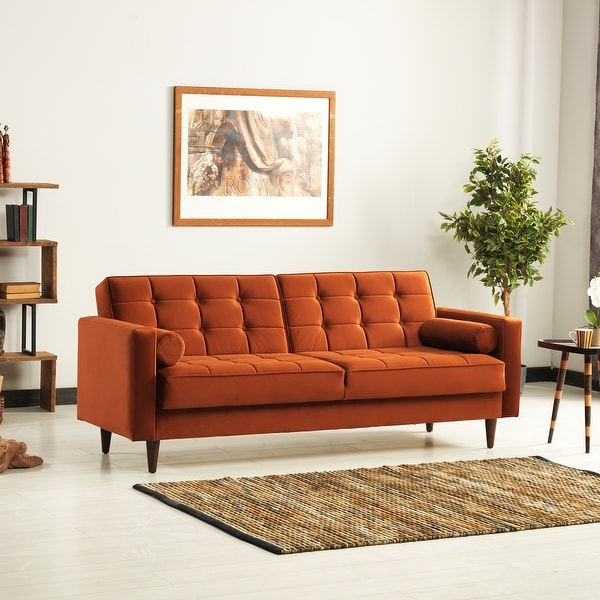Orange mid century modern hot sale sofa