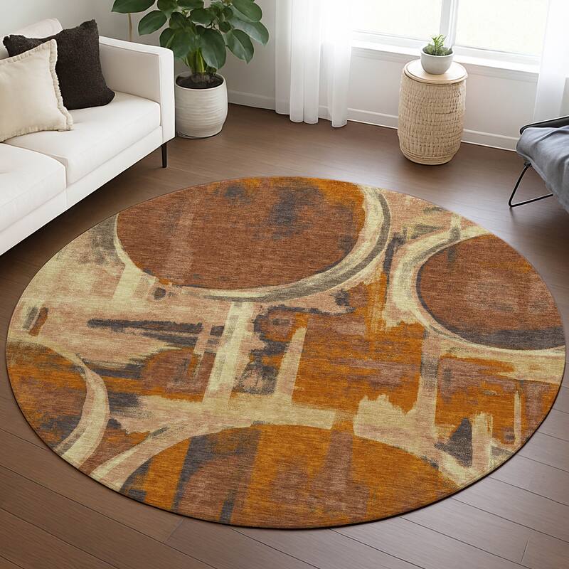 Machine Washable Indoor/ Outdoor Modern Erie Chantille Rug