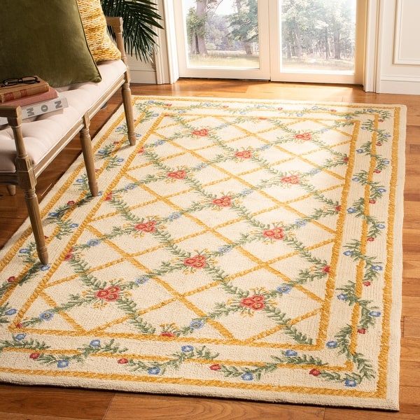 slide 2 of 15, SAFAVIEH Hand-hooked Trellis Ivory Wool Rug 8' x 10' - Ivory - Rectangle