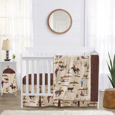 Sweet Jojo Designs Western Cowboy Boy 4pc Nursery Crib Bedding Set Wild West Southern Charm South Country Desert Horse Horseshoe