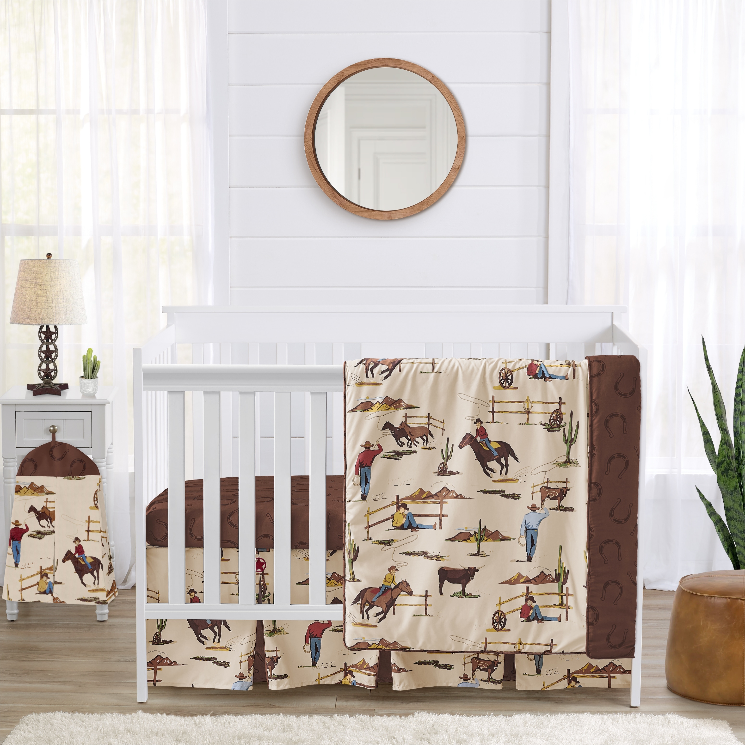 Sweet Jojo Designs Western Cowboy Boy 4pc Nursery Crib Bedding Set Wild West Southern Charm South Country Desert Horse Horseshoe