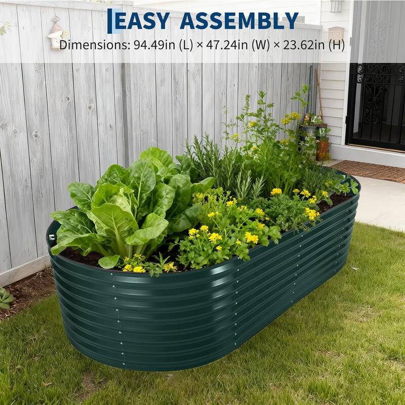8x4x2 ft Galvanized Raised Garden Bed, Steel Planter Boxes with Zippered Screen Cover