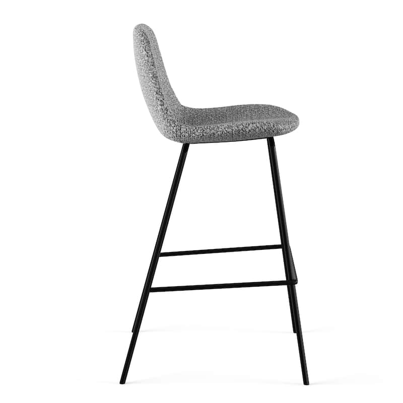 Counter Stools in White Boucle Black Legs (Set of 2)