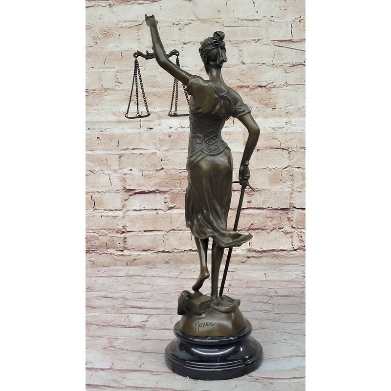 Bronze Blind Lady Of Justice Scales Law Lawyer Attorney Office Statue Sculpture