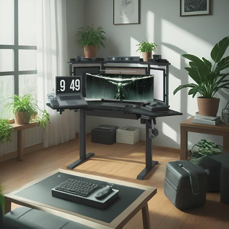 KOWO K314 Corner Electric Standing Desk L Shaped Height Adjustable Workstation for Home Office, Sit Stand Computer Desk