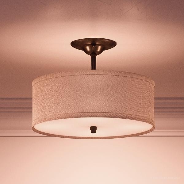 Shop Luxury Modern Farmhouse Semi-Flush Ceiling Light, 12"H x 17"W, with Organic Style, Linen ...
