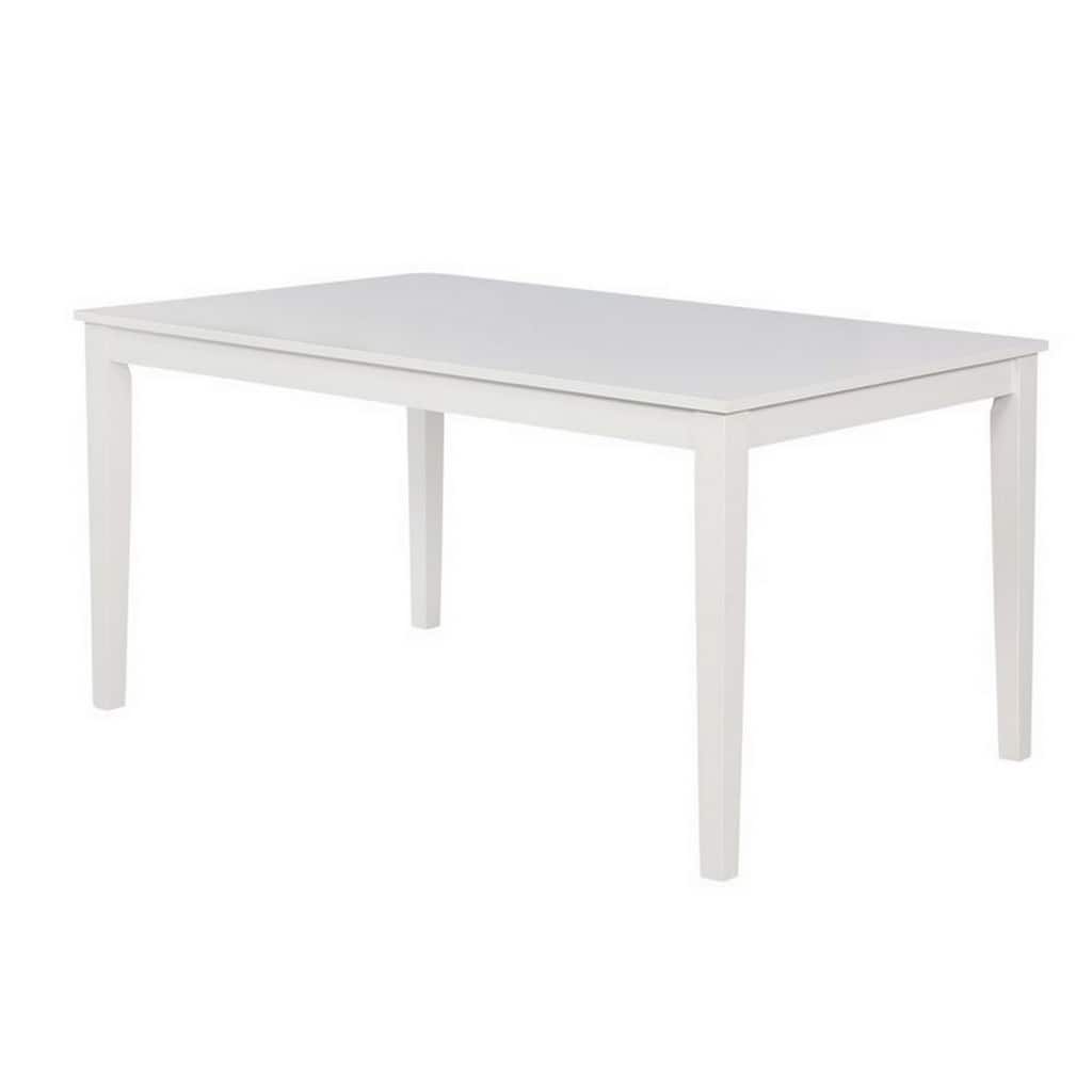 60 Inch Rectangular Dining Table, Acacia Wood Frame, Pure White Finish