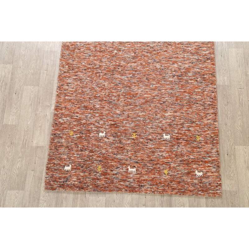 Hand Knotted Oriental 100% Wool Carpet Tribal Abstract Multi-Colored Gabbeh Area Rug - 8' 0'' X 5' 1''
