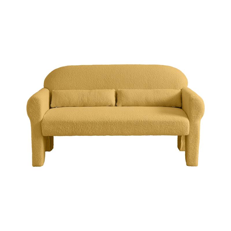 Featured Sofa with Lumbar Pillow, 2 Seater Couch with Solid Wood Frame, Loveseat Sofa for Reading Room Bedroom