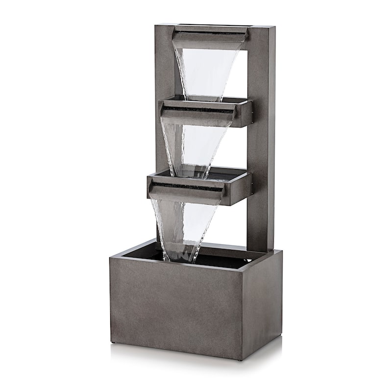 Alpine Corporation 43-inch Multi-tier Industrial Metal Patio Fountain