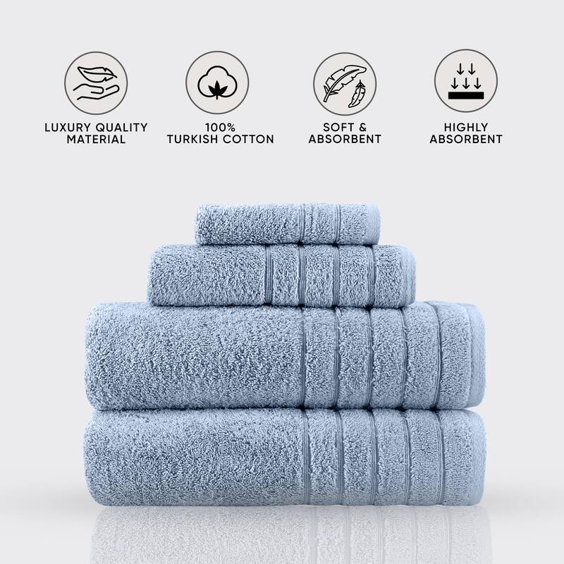 Classic Turkish Towels 4 Piece Cotton Towel Set, Absorbent Hotel & Spa