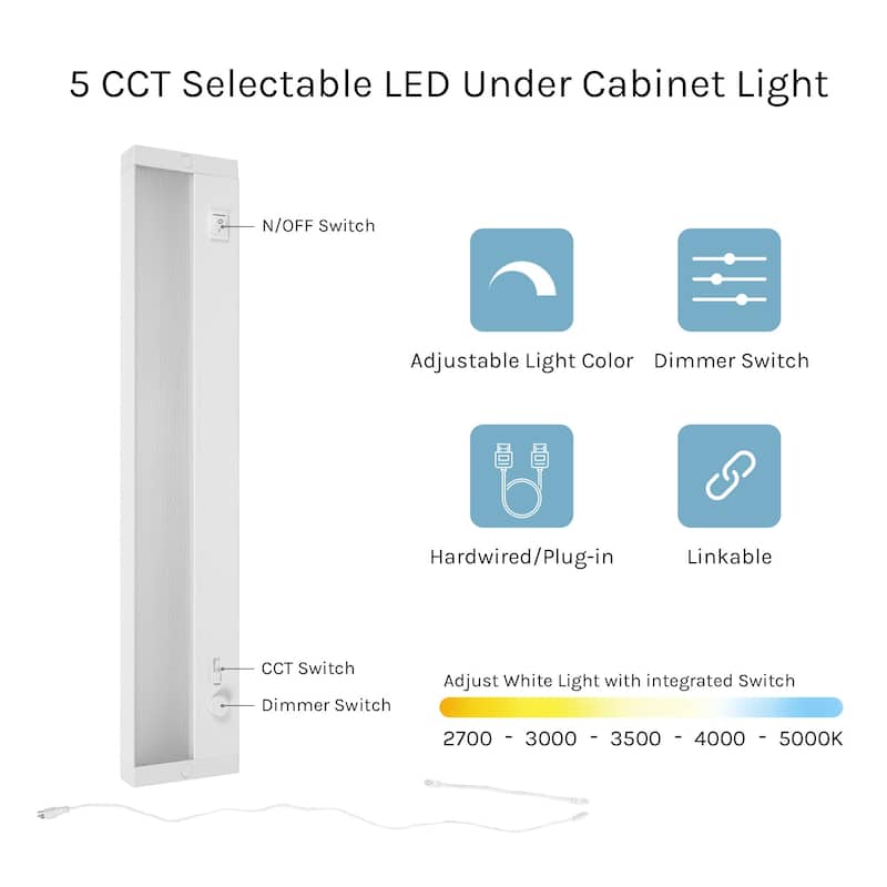 16W 32-Inch LED Under Cabinet Light 5CCT Strip Light