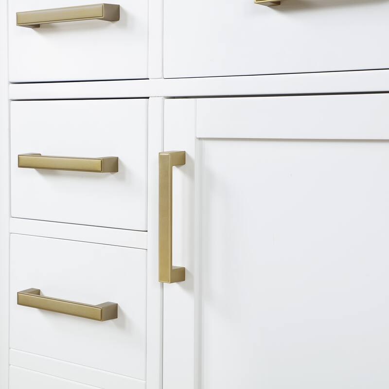 Altair Gavino Bath Vanity with Grain White Composite Stone Top and Mirror - 42 inch - White+Brushed Gold