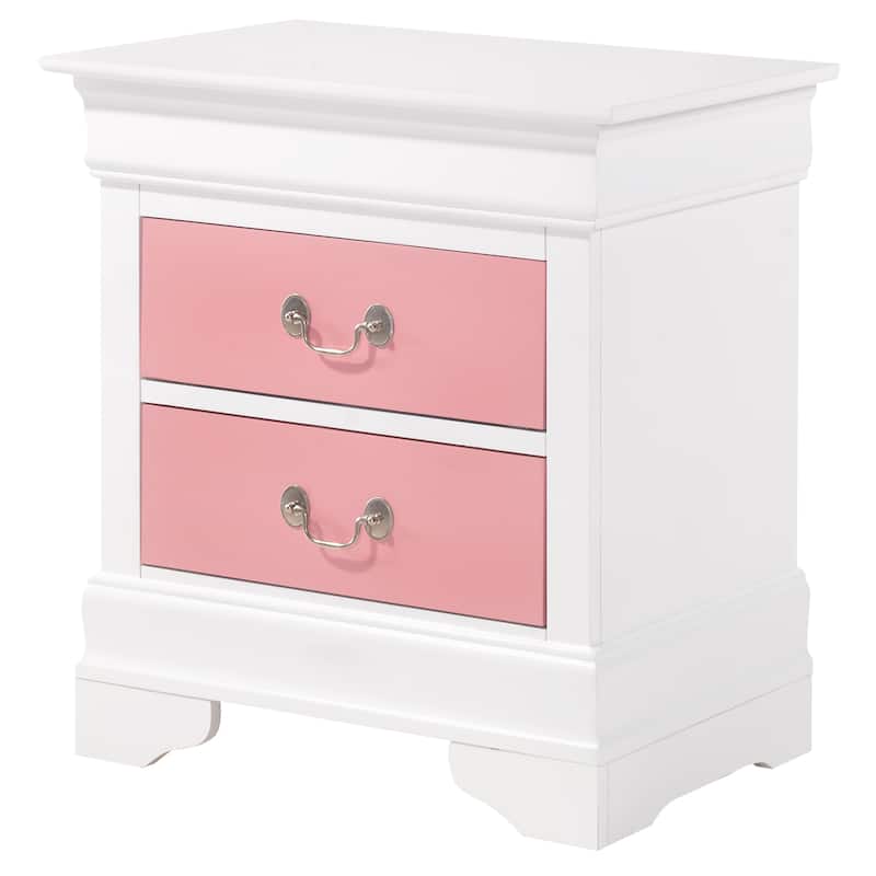Traditional 22-in Metal Hand Holder 2-Drawer Wood Nightstand