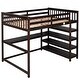 preview thumbnail 15 of 13, Multifunctional Design Wood Loft Bed with Built-in Desk and Shelfs, Space Saving, Full SizeF117