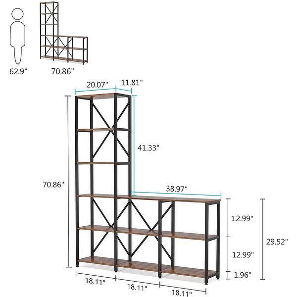 L Shape Bookshelf Ladder Corner Etagere Bookcase Display Rack Shelf ...