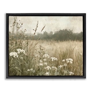 Stupell Daisy Clusters in Meadow Framed Floater Canvas Wall Art Design ...