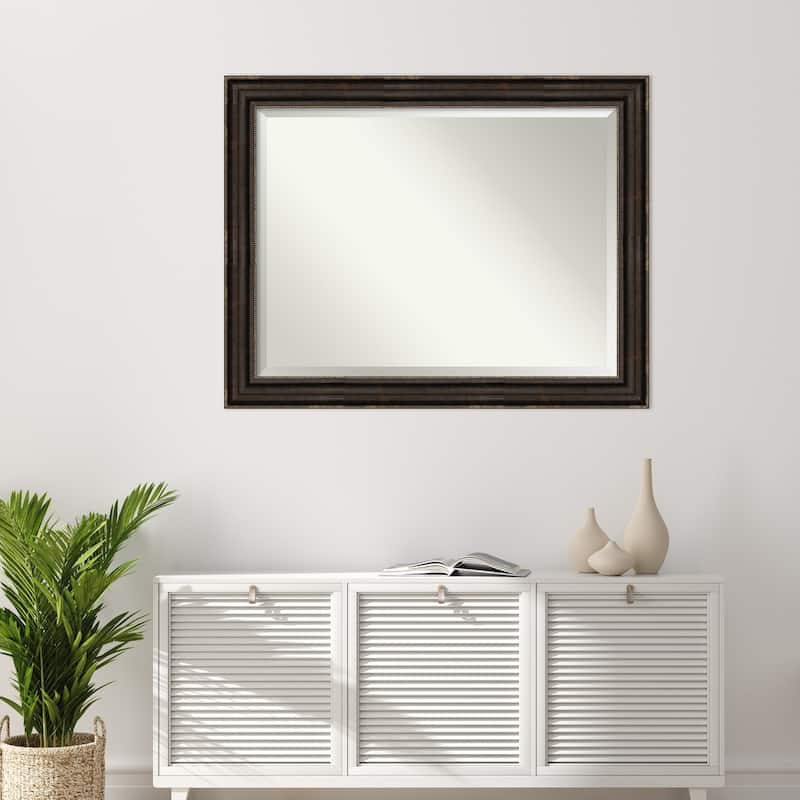 Beveled Bathroom Wall Mirror - Stately Bronze Frame - Stately Bronze