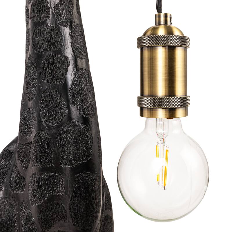 Resin and Metal Giraffe Wall Sconce with Inline Switch, Gold Finish, Black - 8.3"L x 7.9"W x 23.6"H