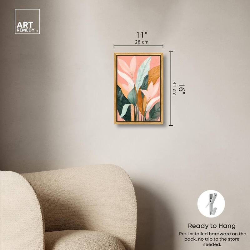 Peach and Palm Canvas by Art Remedy