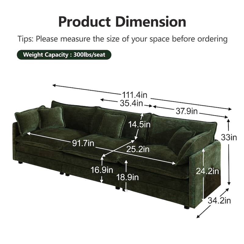 Cloud Chenille Upholstered Modular Sectional Sofa with DIY Combination Design