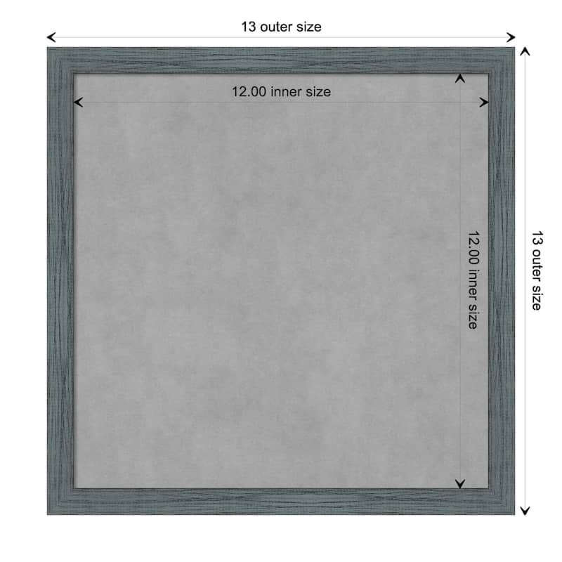 Amanti Art Dixie Blue Grey Rustic Narrow Framed Magnetic Board - Board Size 12x12