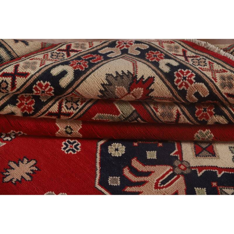 Red Kazak Oriental Area Rug Handmade Traditional Wool Carpet - 9'0"x 12'8"