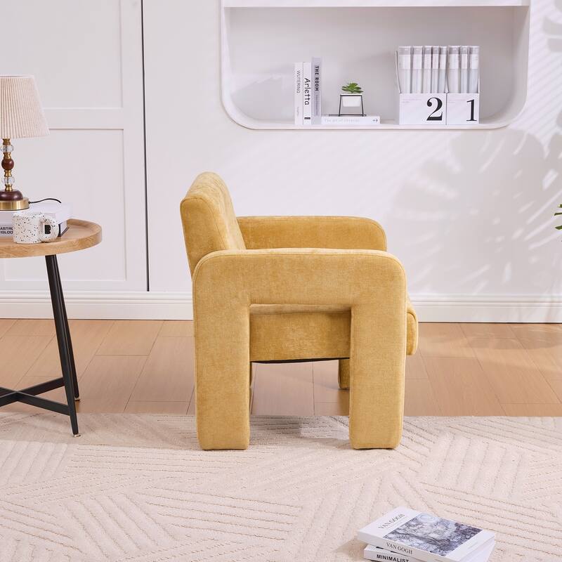 Modern Minimalist Casual Single Armchair Living Room, Bedroom, Office Area Upholstered Chair Comfortable Padded Armchair
