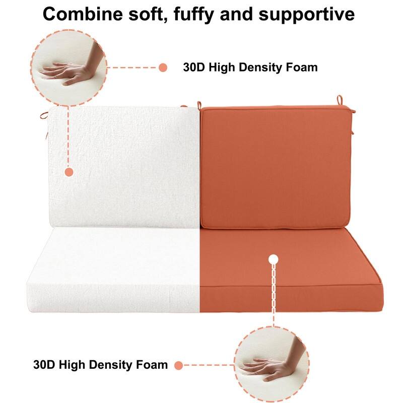 Outdoor Loveseat Cushion Set (Set of 1 Seats,48x24in, 2 Backs,24x18in )