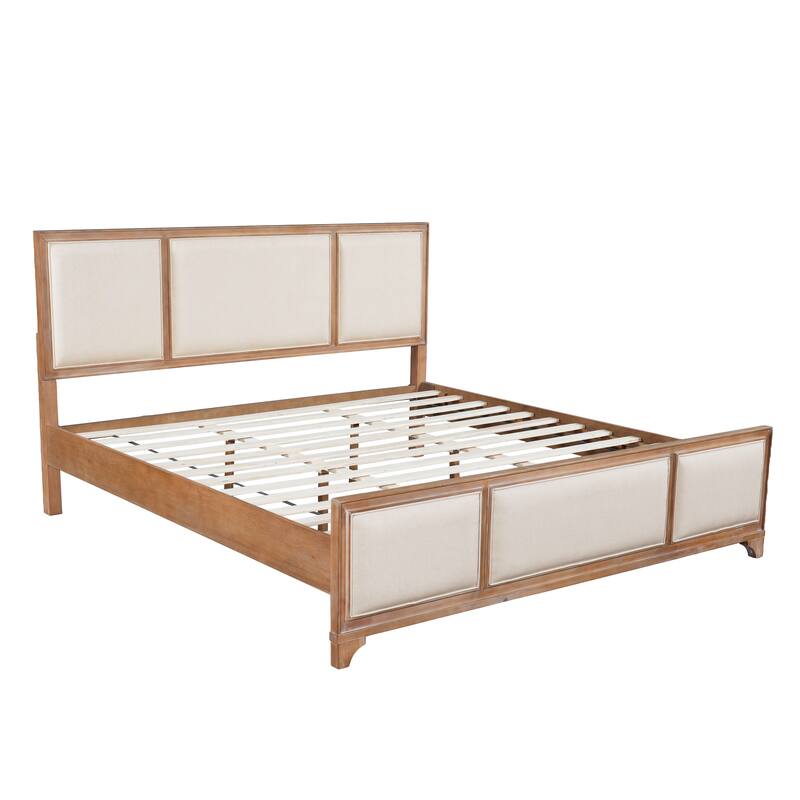 Christopher Knight Home - Hendrix Modern Farmhouse Upholstered Wood Platform Bed with Panel Headboard and Footboard