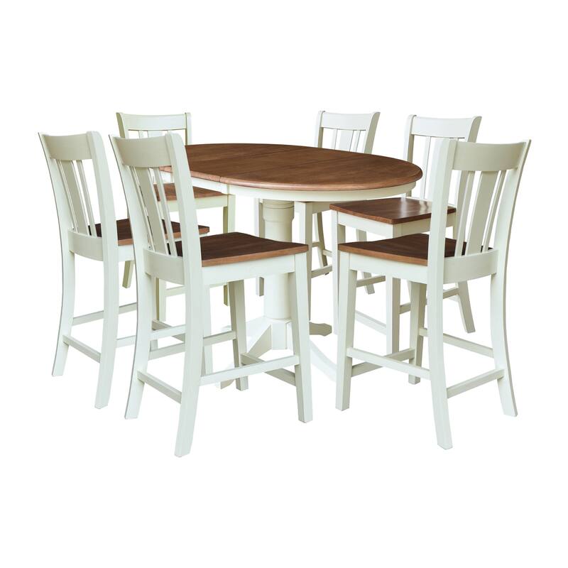 36" Round Extension Table with Counter Height Stools - 7-Piece