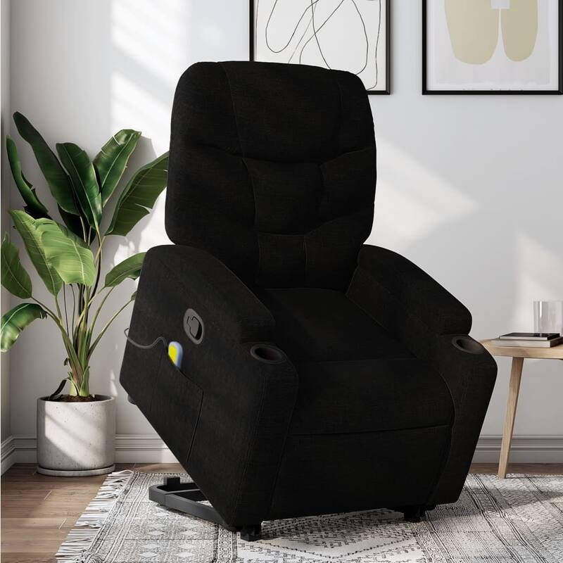 vidaXL Stand up Massage Recliner Chair Light Gray Fabric - Massage Recliner Chair - Black