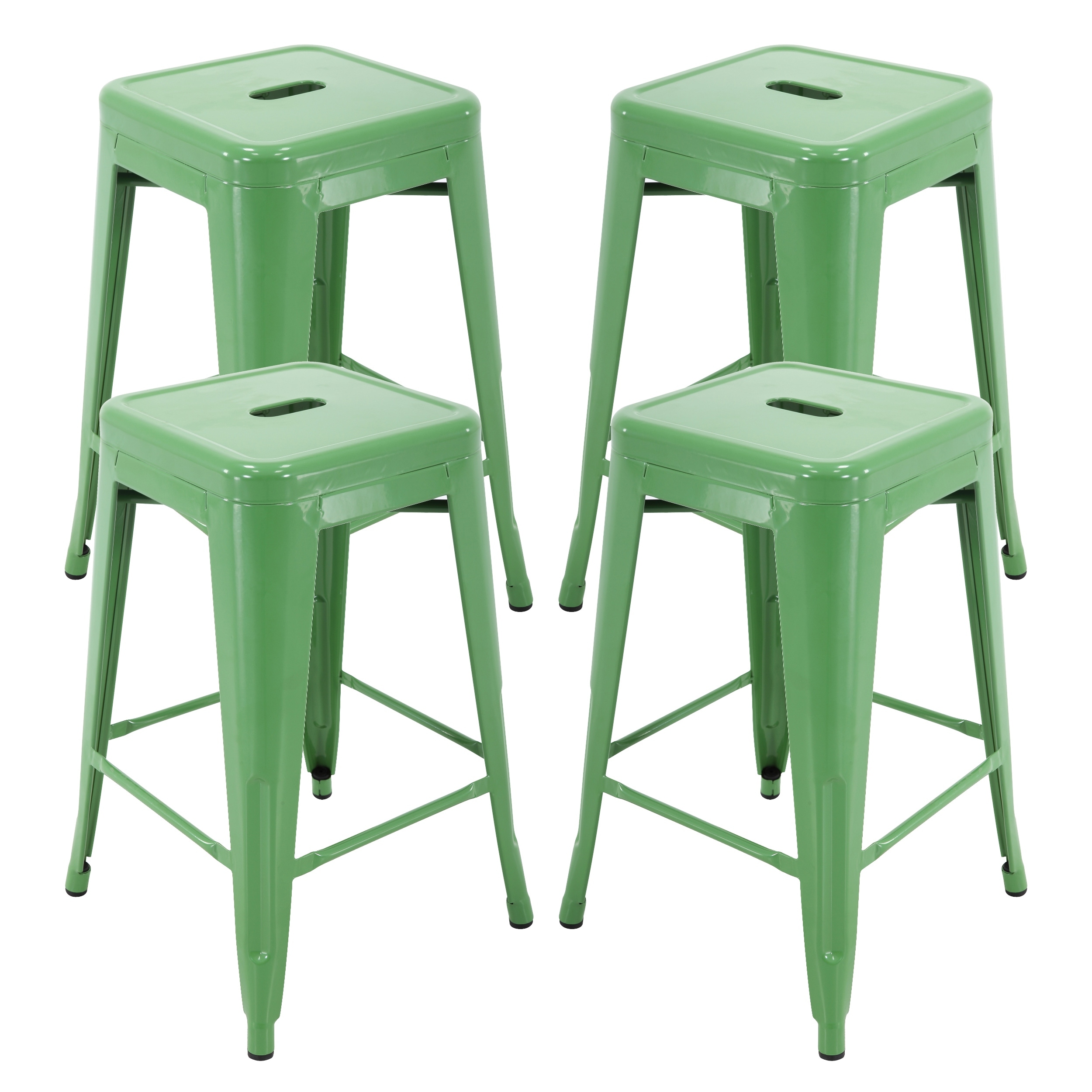 Brage Living Millard Stackable Industrial Metal Counter Stool Set of 4 Sage Green
