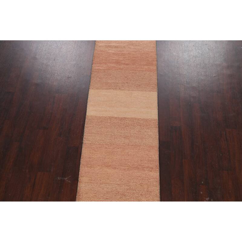 Modern Oriental Gabbeh Kashkoli Runner Rug Wool Hand-knotted Carpet - 2'7" x 10'3"